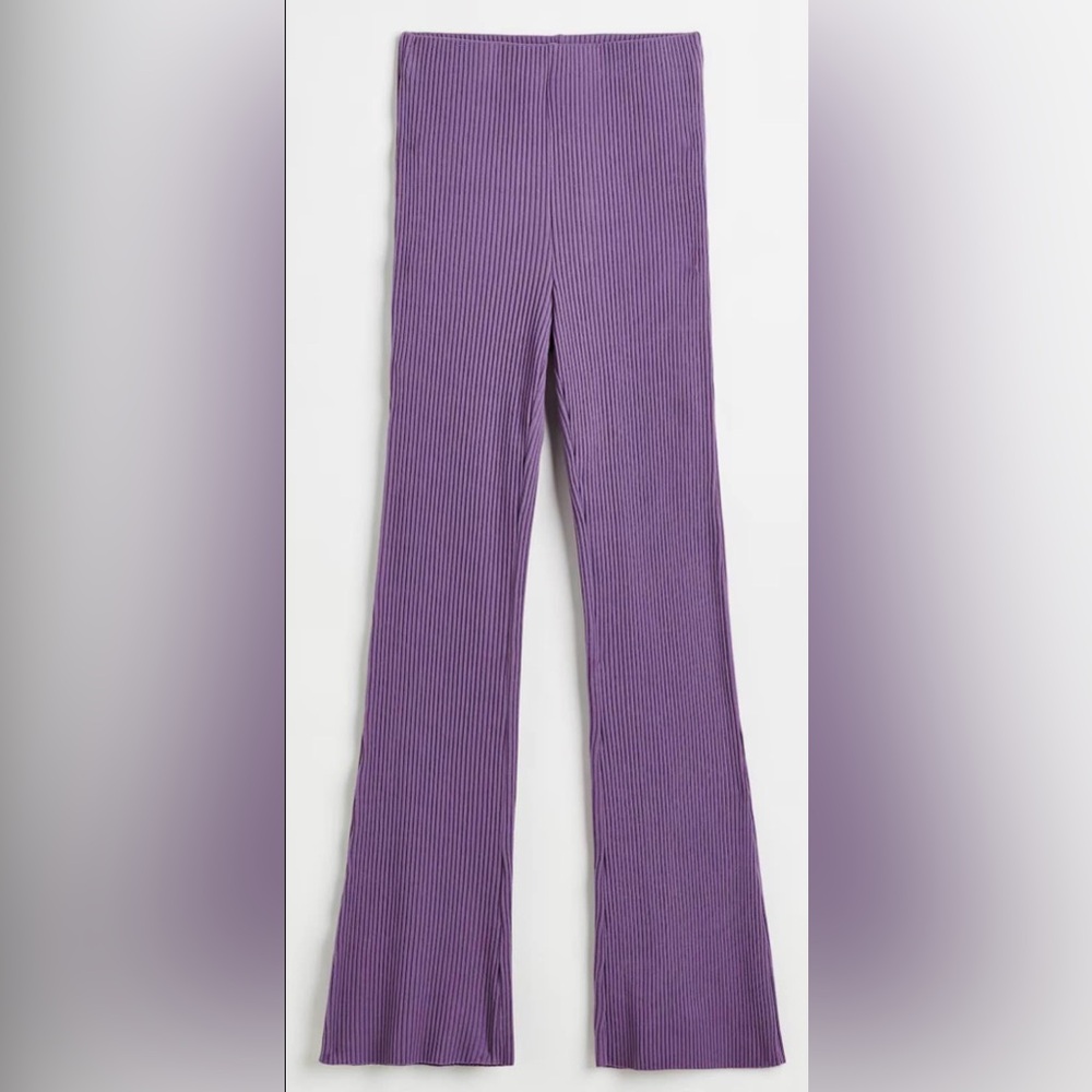 H&M: Purple Ribbed Pants - Picture 2 of 3